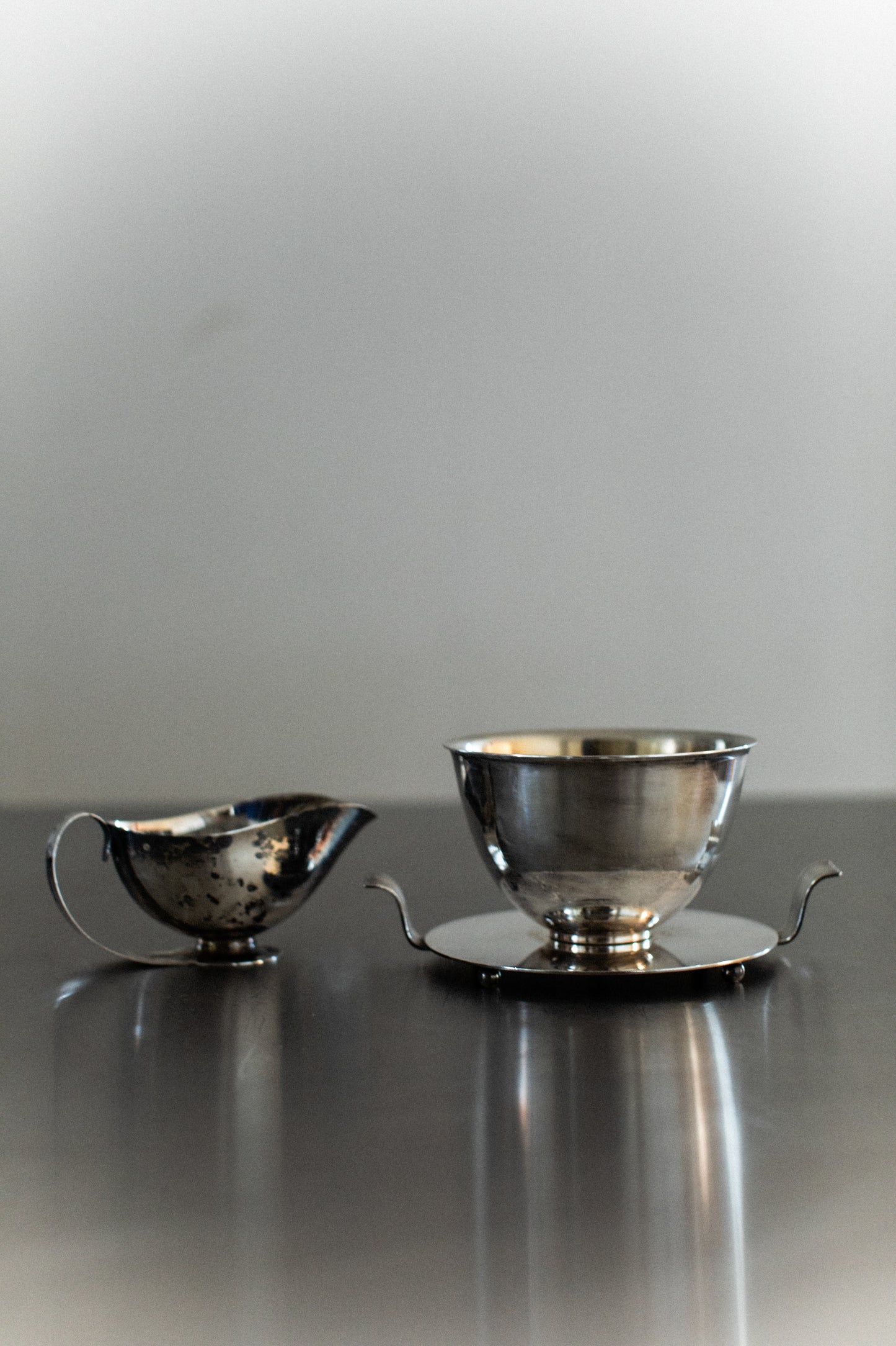 Silverplated Bowl and Sauce Pot