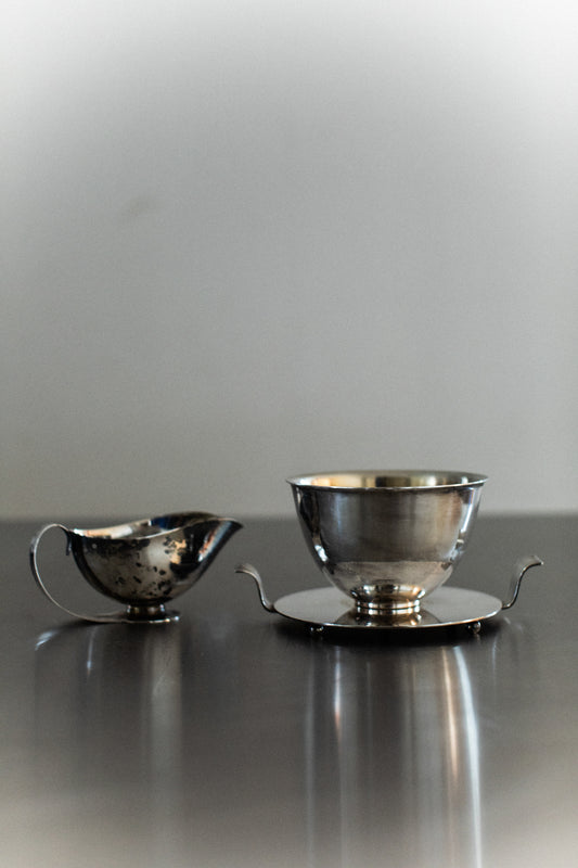 Silverplated Bowl and Sauce Pot