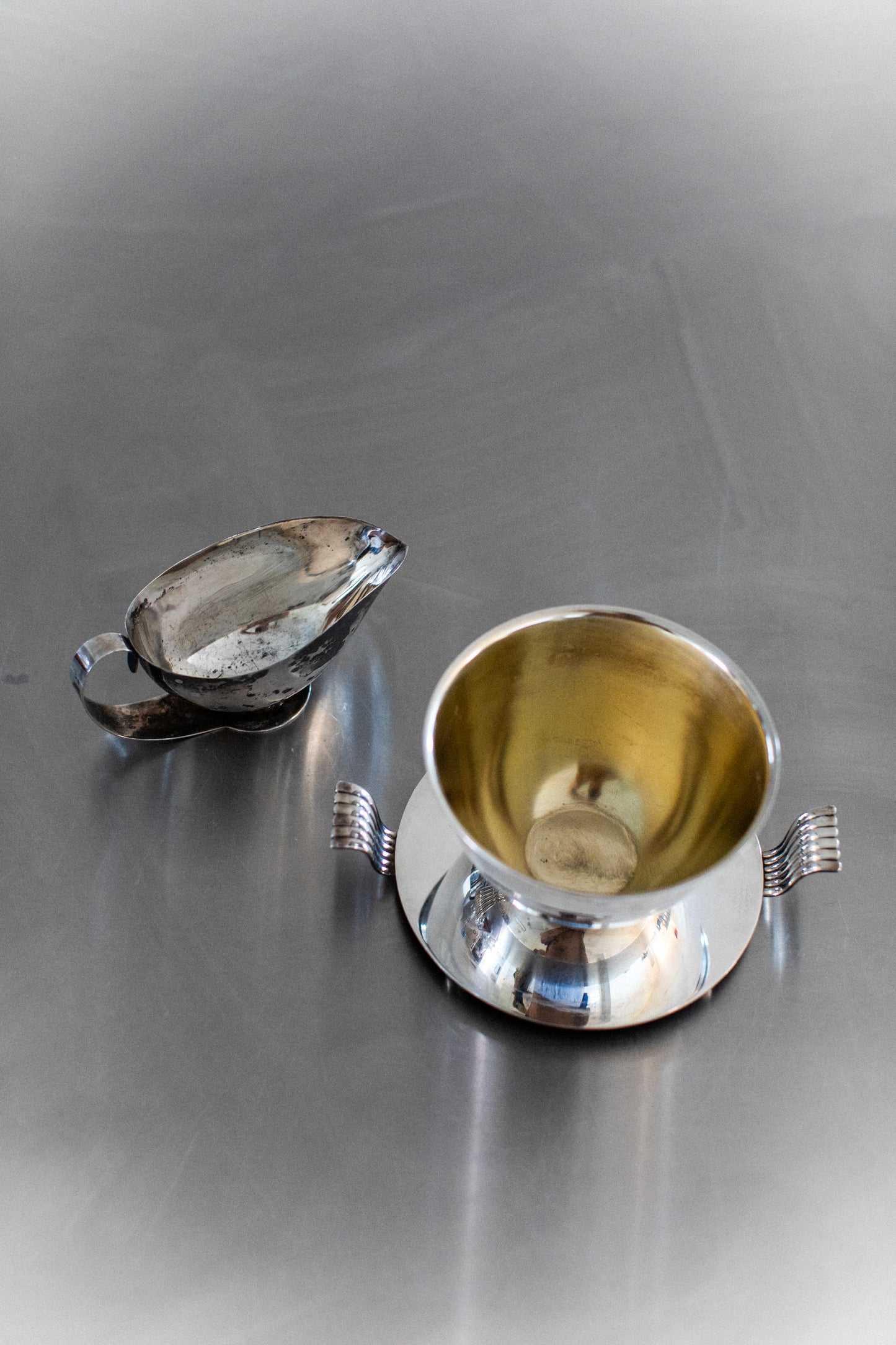 Silverplated Bowl and Sauce Pot