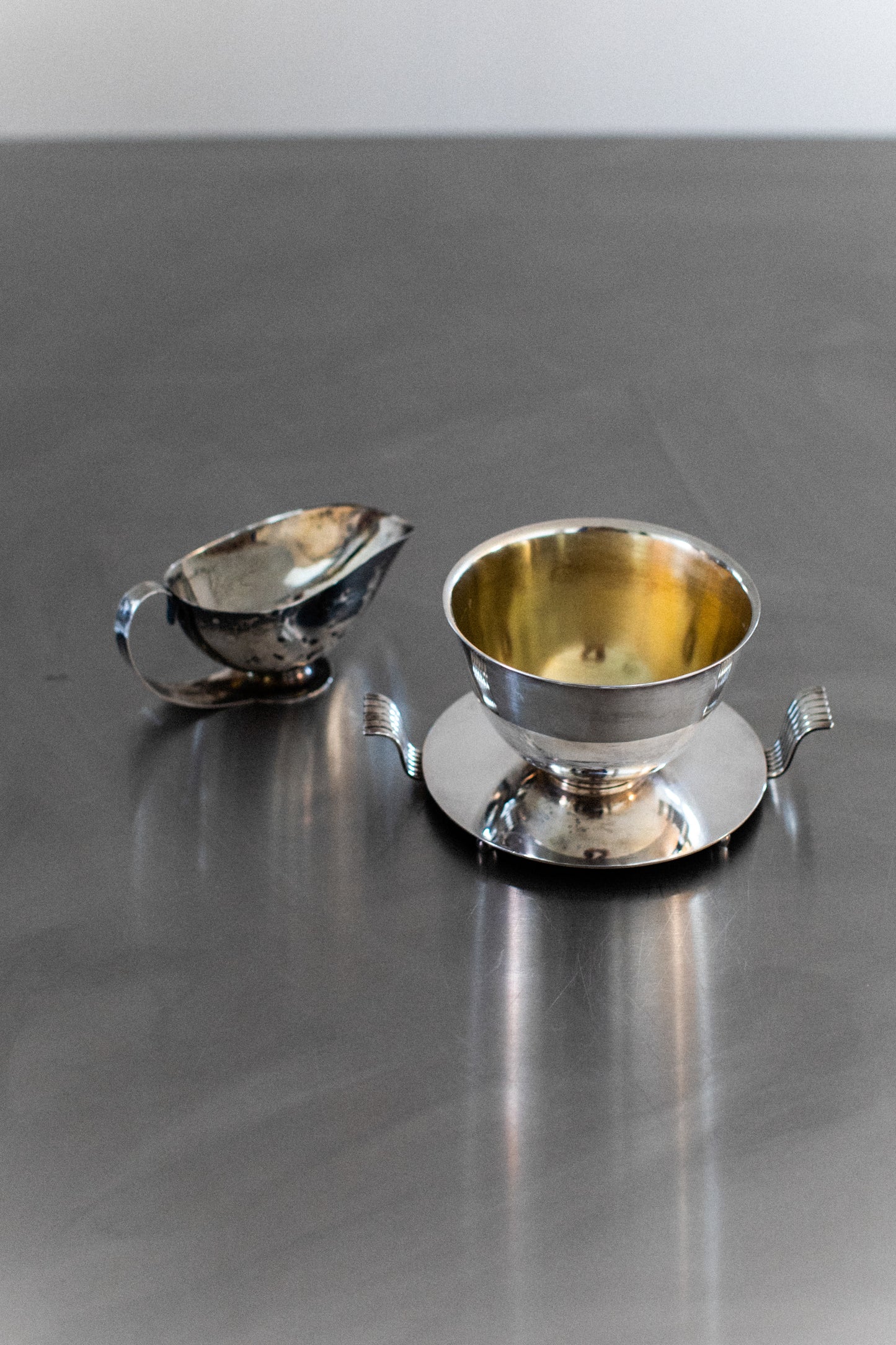 Silverplated Bowl and Sauce Pot