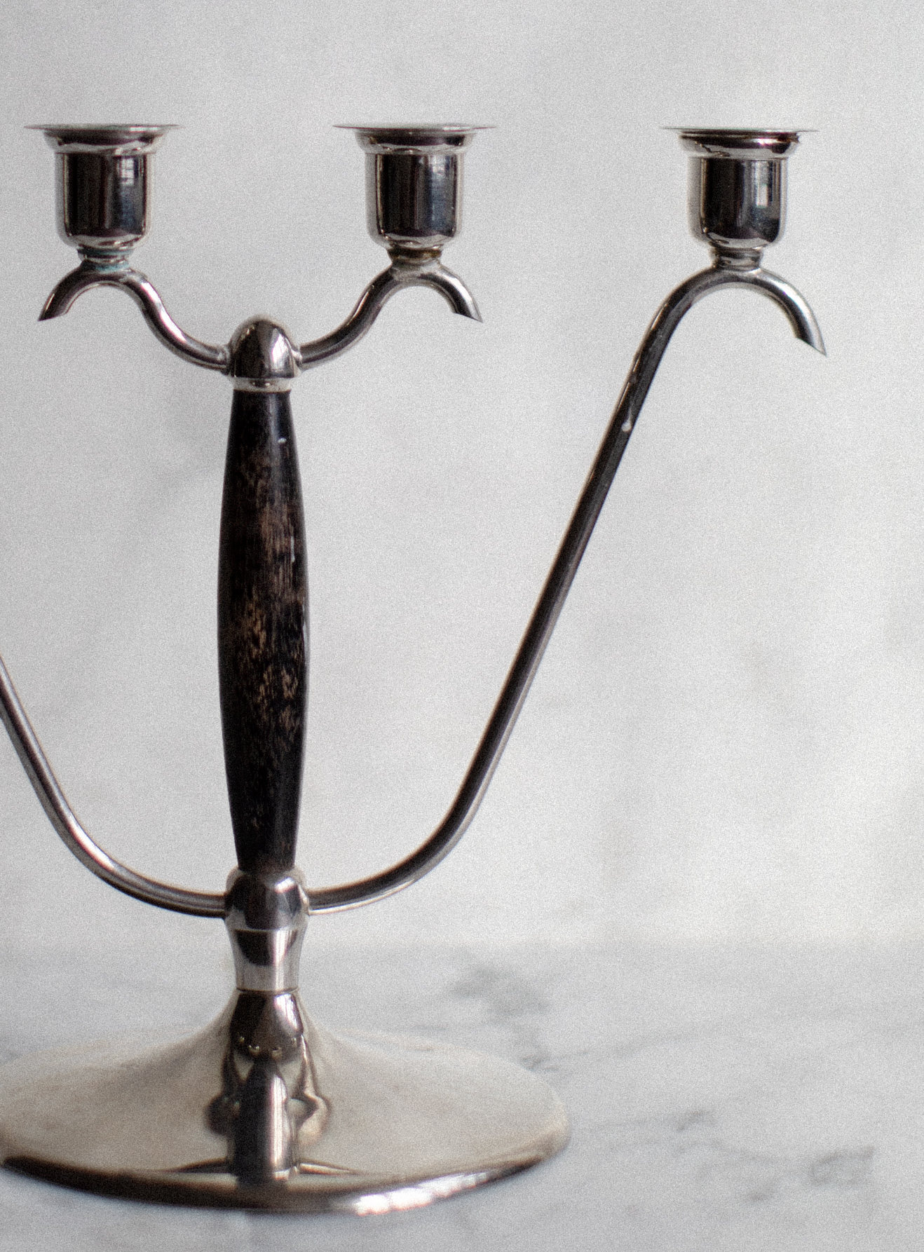 Chrome & Wood Candleholder