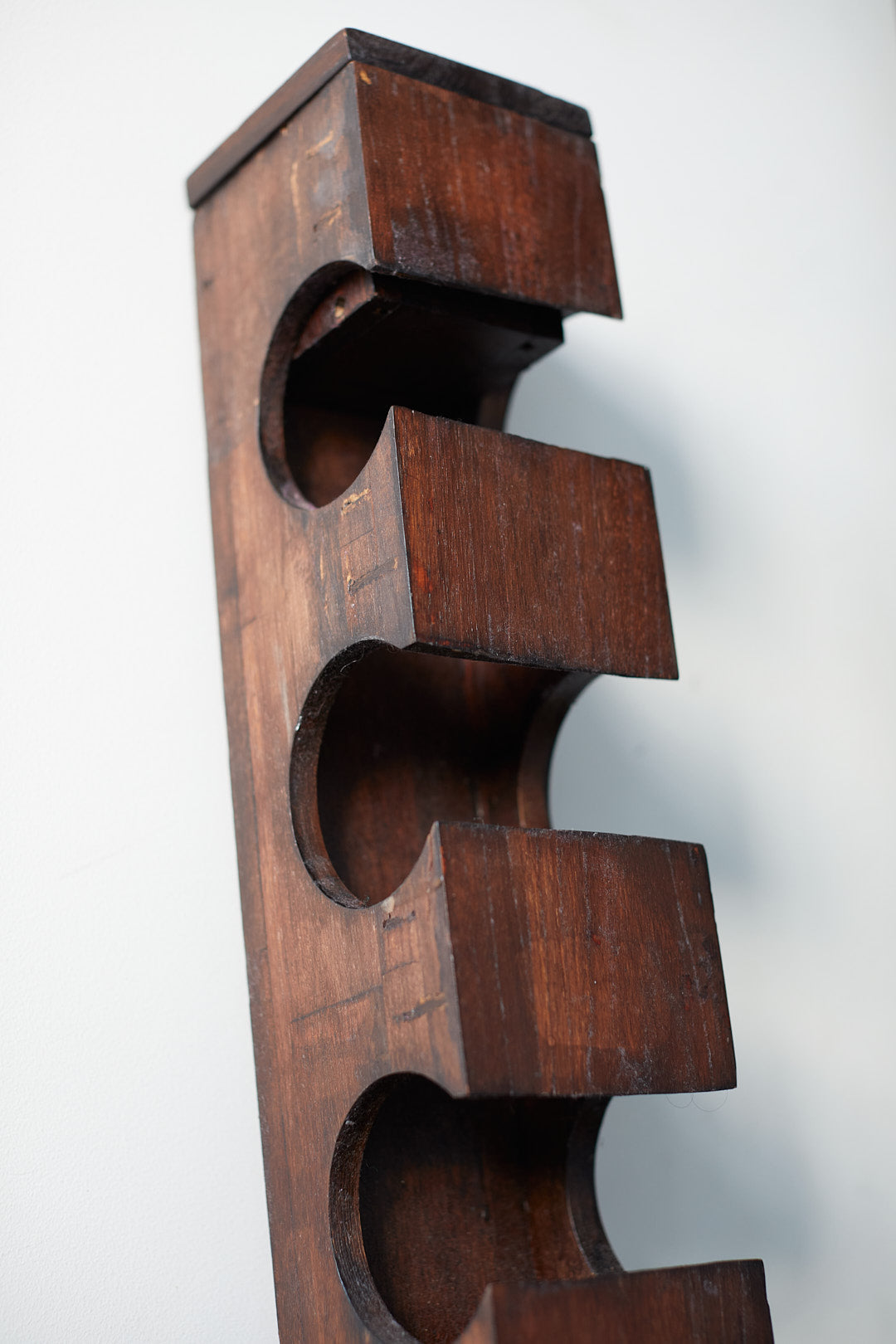 Vintage brutalist wine rack in wood