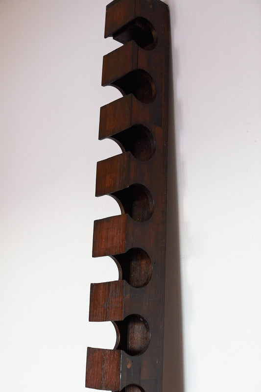 Vintage brutalist wine rack in wood