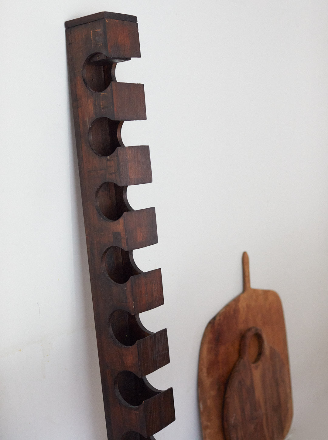 Vintage brutalist wine rack in wood